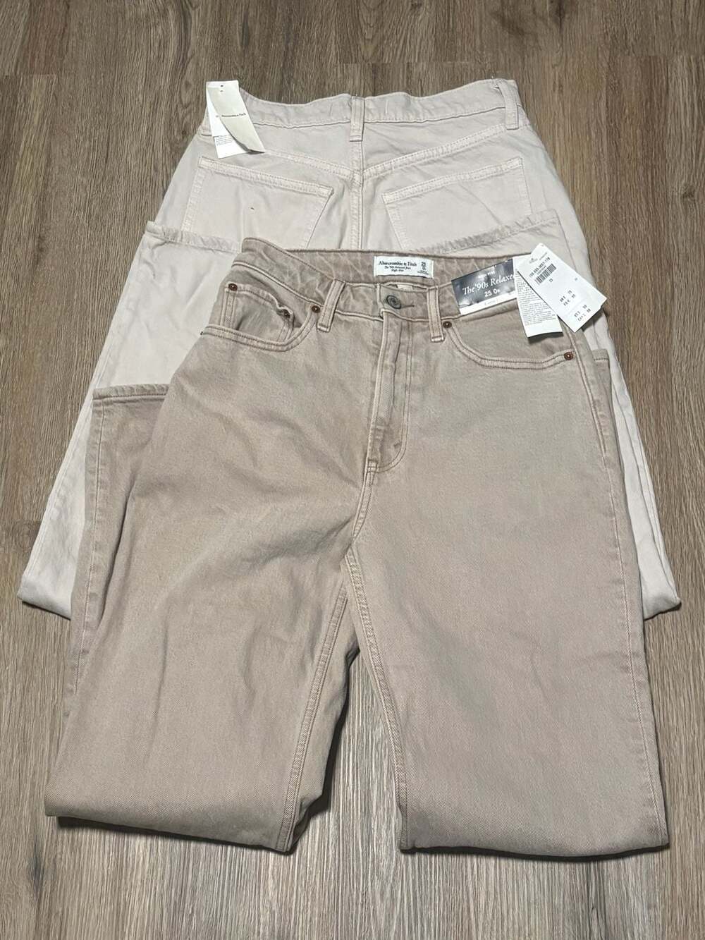 Lot of 2 Abercrombie & Fitch The Loose High Rise Size 25R Cream Jeans